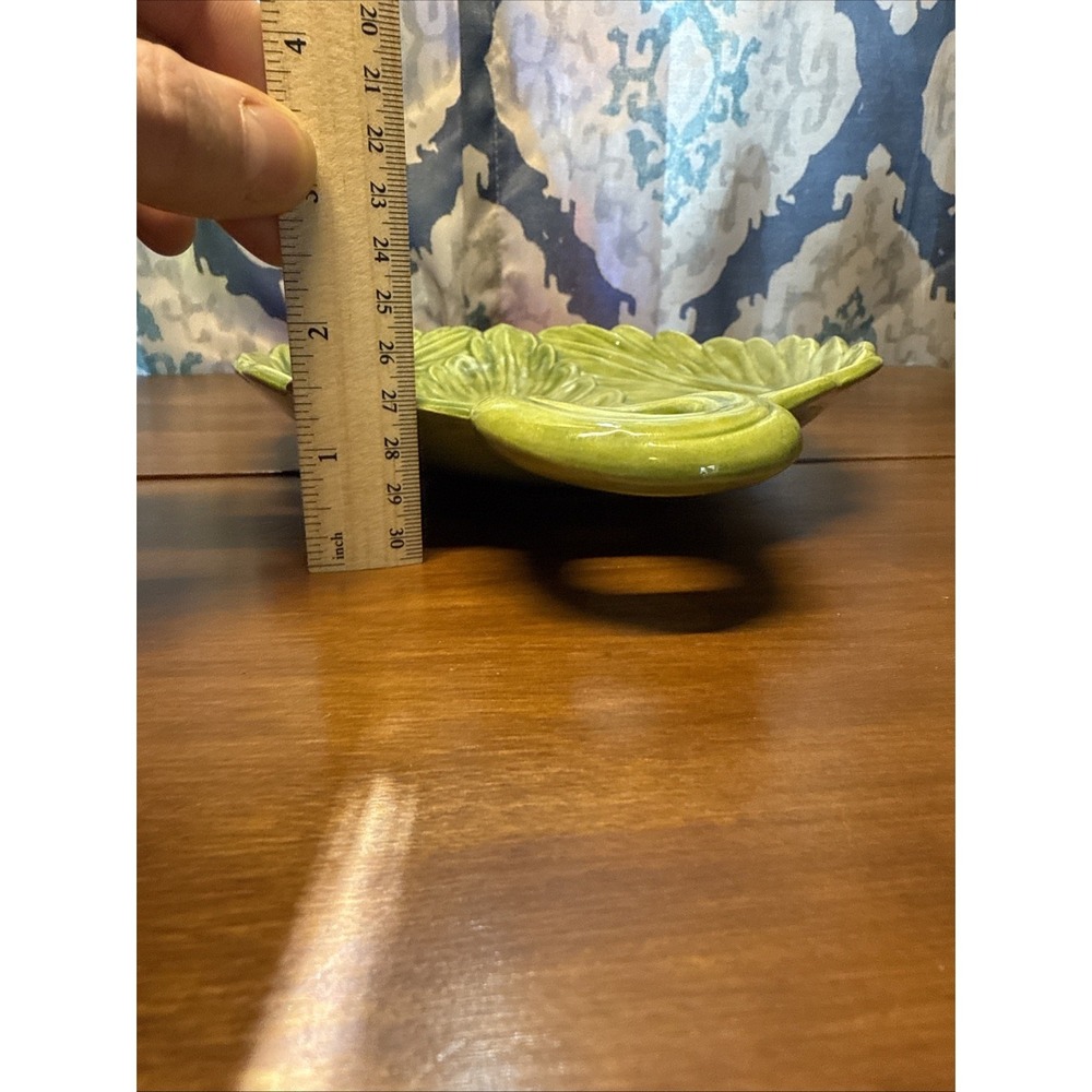 VINTAGE Ceramic ~HOLLAND MOLD Green LEAF CANDY DISH Hand Made. - Picture 12 of 12